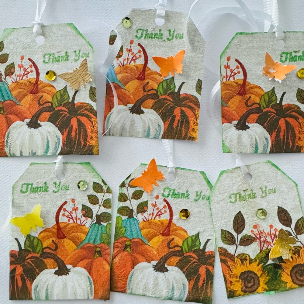 8 Autumn Pumpkin 3D hang tags - Picture 3 of 3